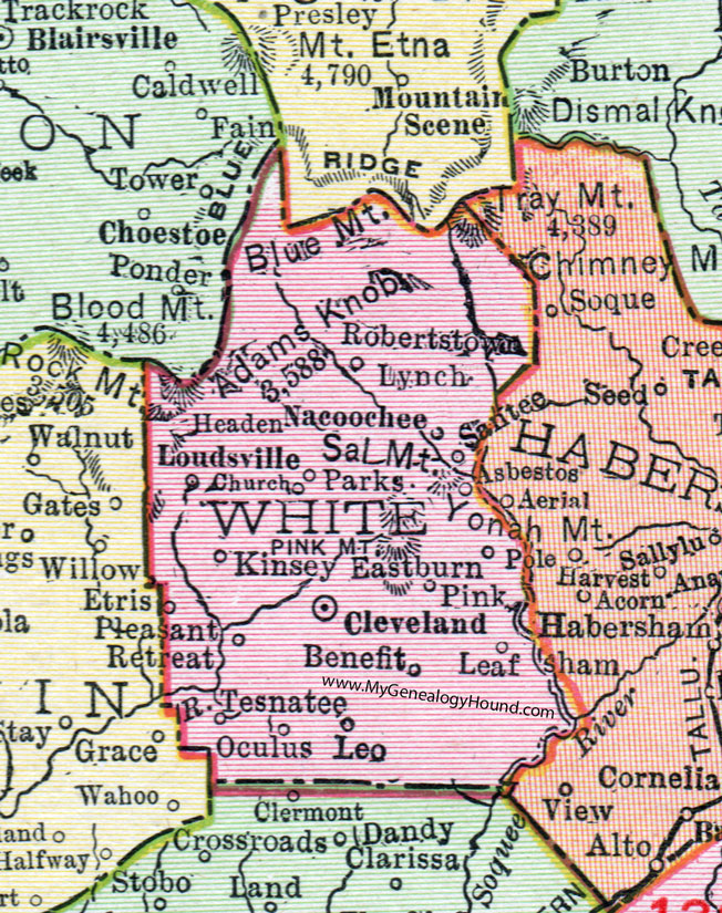 White County, 1911, Map, Cleveland, Asbestos, Lynch
