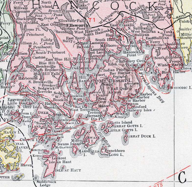 Map of the southern portion of Hancock County, Maine