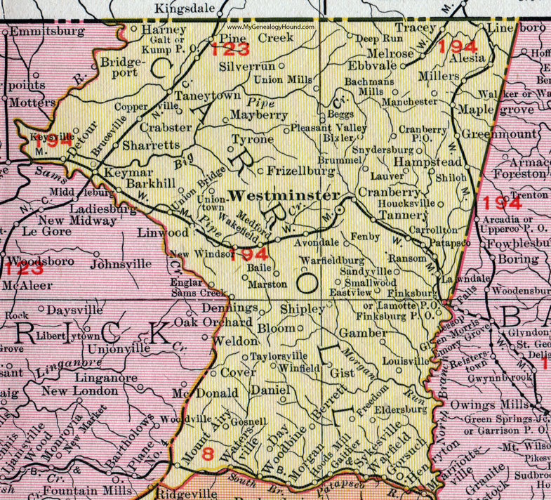 Map Of Carroll County Md 1911 Map Of Carroll County Maryland Giclée Prints Lifepharmafze.com