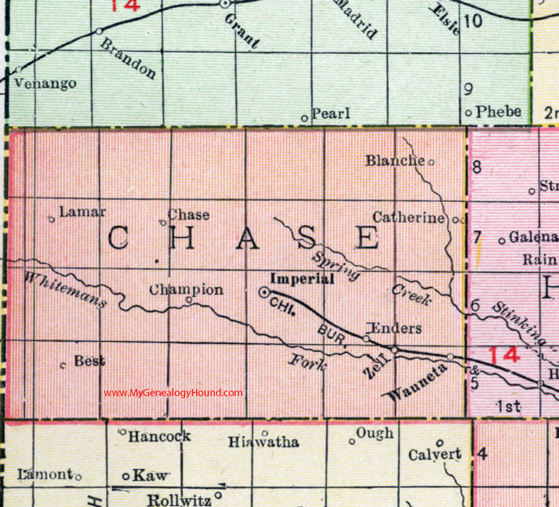 Chase County, Nebraska, map, 1912, Imperial, Wauneta, Champion, Enders, Lamar, Blanche, Catherine, Zell, Best