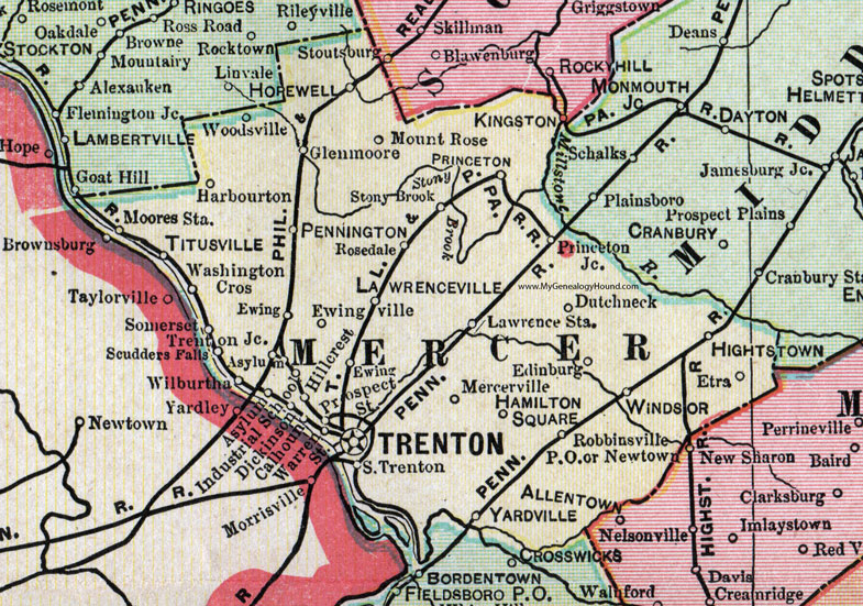 Mercer County New Jersey 1905 Map Cram Trenton Princeton