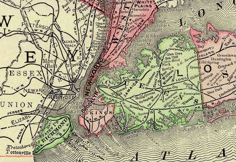 Kings County, New York 1897 Map by Rand McNally, Brooklyn, Brighton Beach, Coney Island, Manhattan Beach, South Greenfield, NY