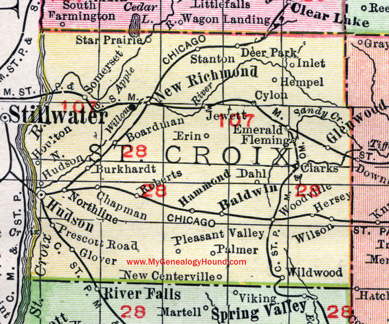 St. Croix County, Wisconsin, map, Hudson, New Richmond, Somerset, Baldwin, North Hudson, Star Prairie