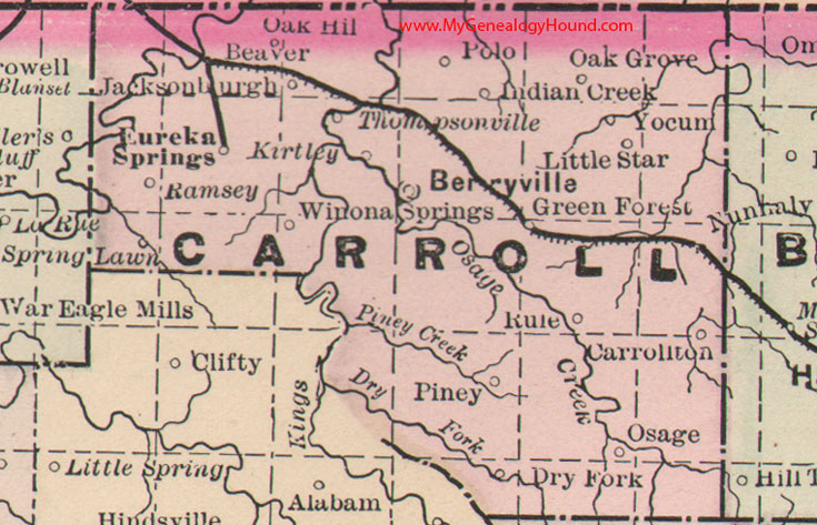 Carroll County, Arkansas 1889 Map