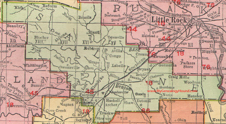 Saline County Arkansas 1909 Map