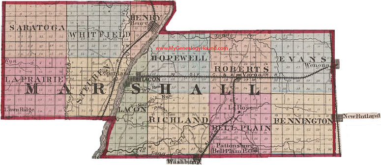 Marshall County Illinois 1870 Map