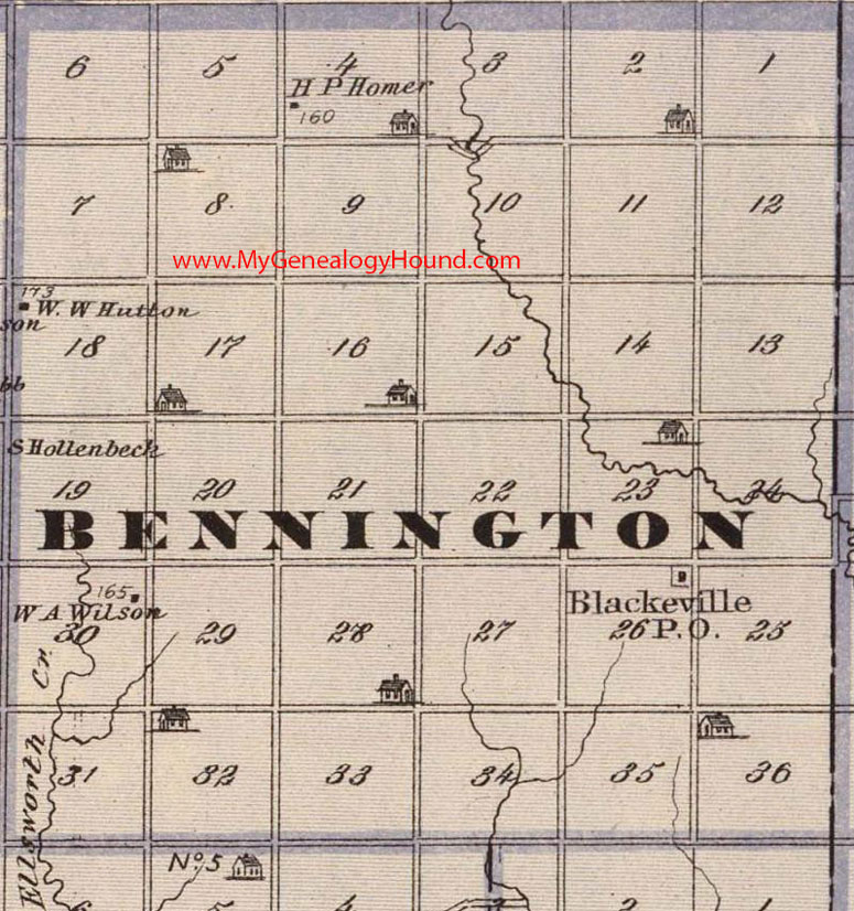 Bennington Township, Black Hawk County, Iowa, 1875, Map, Blackeville, IA