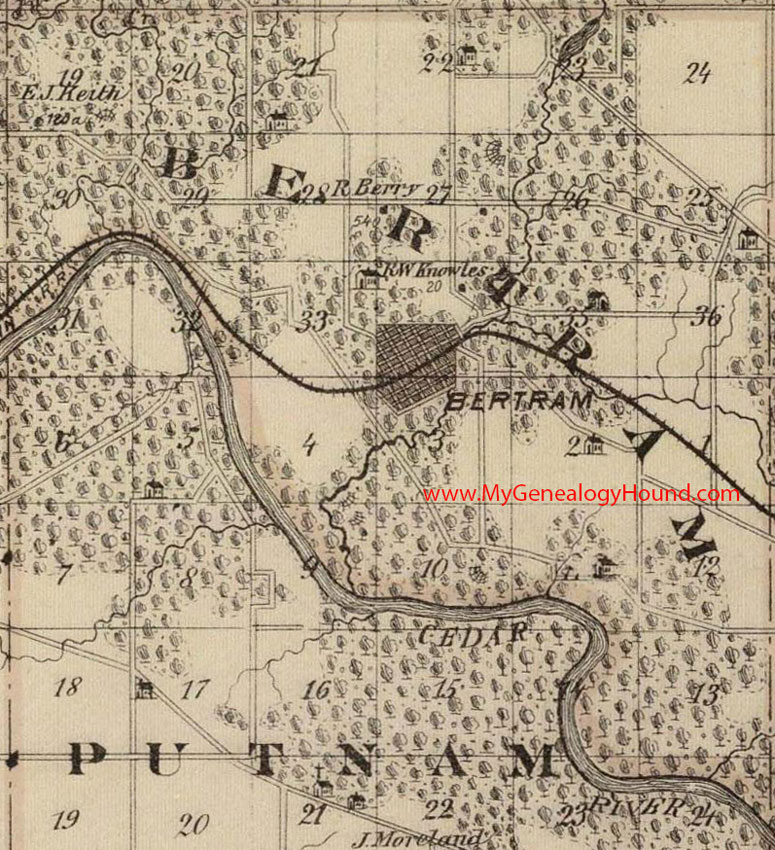 Bertram Township, Linn County, Iowa, 1875, Map, Bertram, IA
