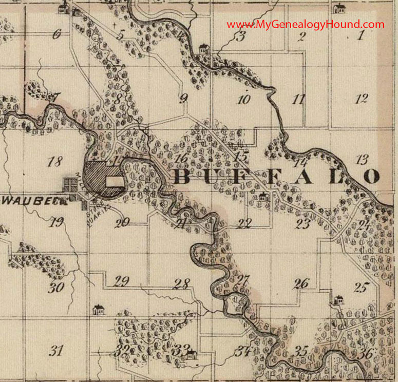 Buffalo Township, Linn County, Iowa, 1875, Map, Waubeek, IA