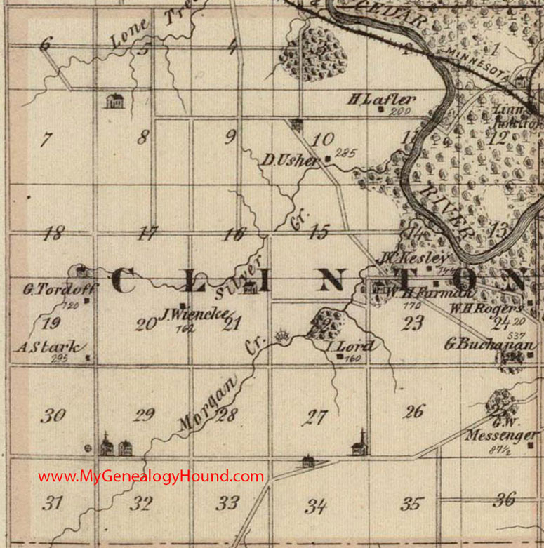 Clinton Township, Linn County, Iowa, 1875, Map, IA