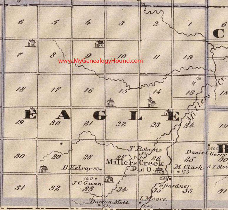 Eagle Township, Black Hawk County, Iowa, 1875, Map, Millers Creek, IA