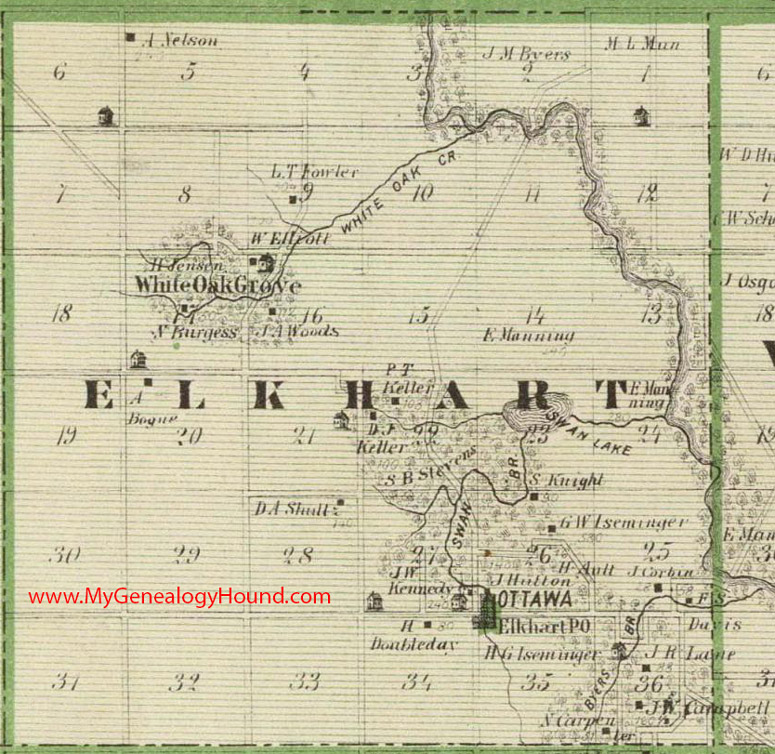 Elkhart Township, Polk County, Iowa, 1875, Map, Elkhart, Ottawa, White Oak Grove, IA