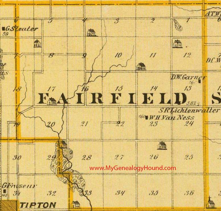 Fairfield Township, Cedar County, Iowa, 1875, Map