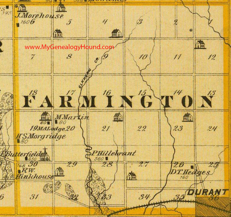 Farmington Township, Cedar County, Iowa, 1875, Map, Durant, IA