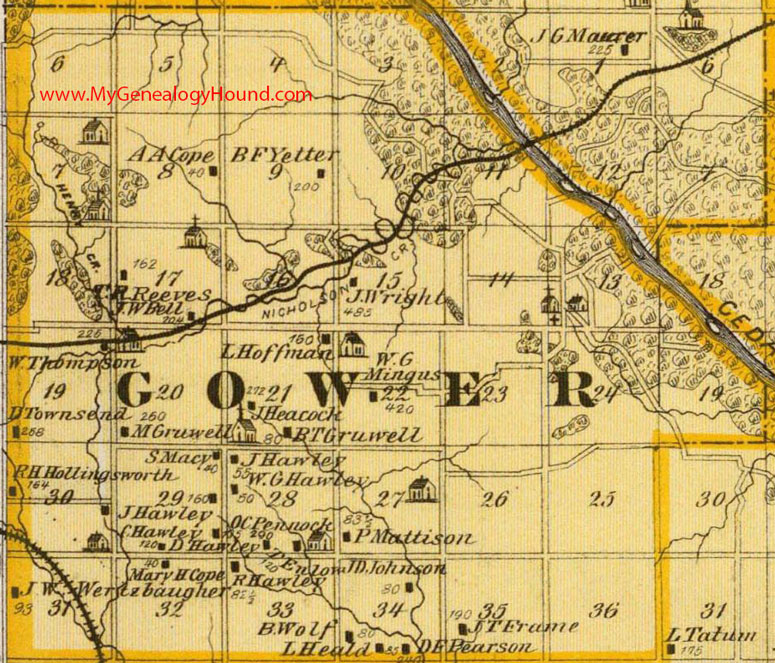 Gower Township, Cedar County, Iowa, 1875, Map