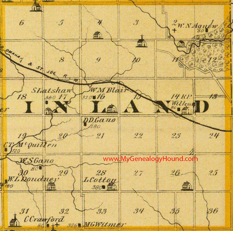 Inland Township, Cedar County, Iowa, 1875, Map, IA