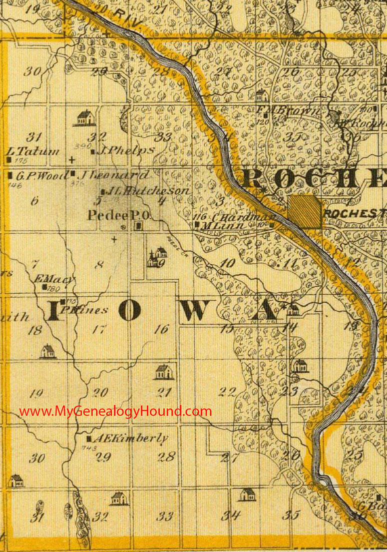 Iowa Township, Cedar County, Iowa, 1875, Map, Pedee, IA