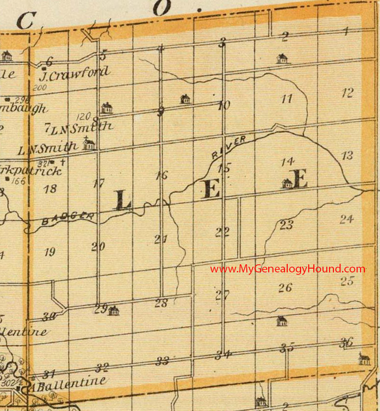 Lee Township, Madison County, Iowa, 1875 Map, IA