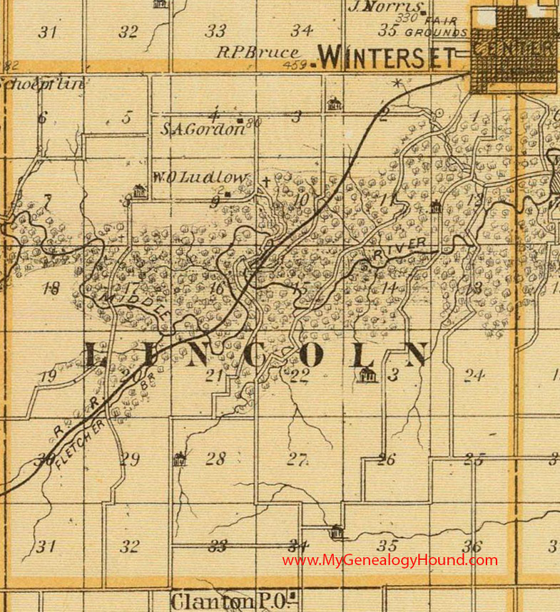 Lincoln Township, Madison County, Iowa, 1875, Map, Winterset, IA