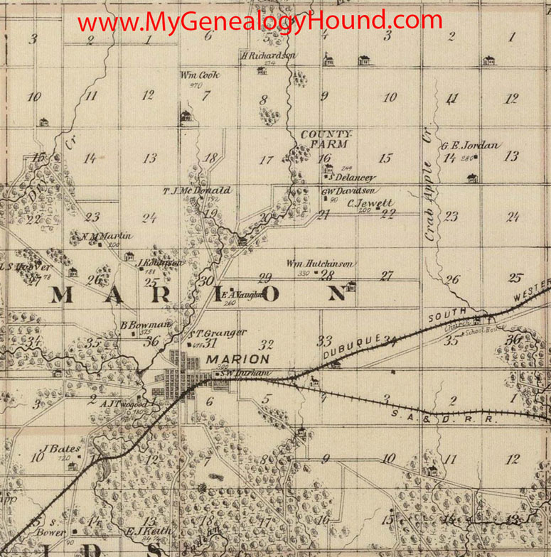Marion Township, Linn County, Iowa, 1875, Map, Marion, IA