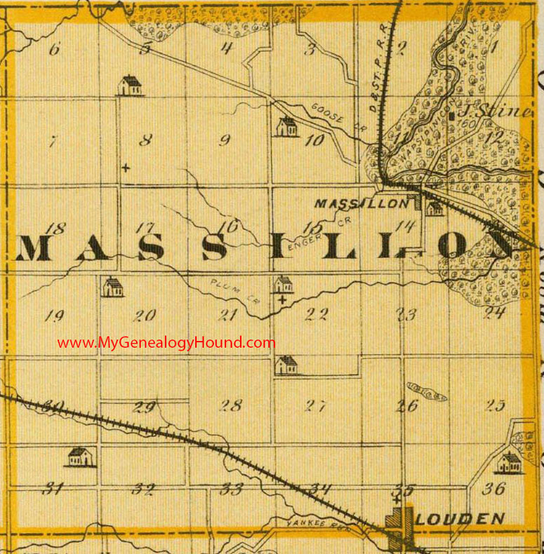 Massillon Township, Cedar County, Iowa, 1875, Map, Lowden, Massillon, IA