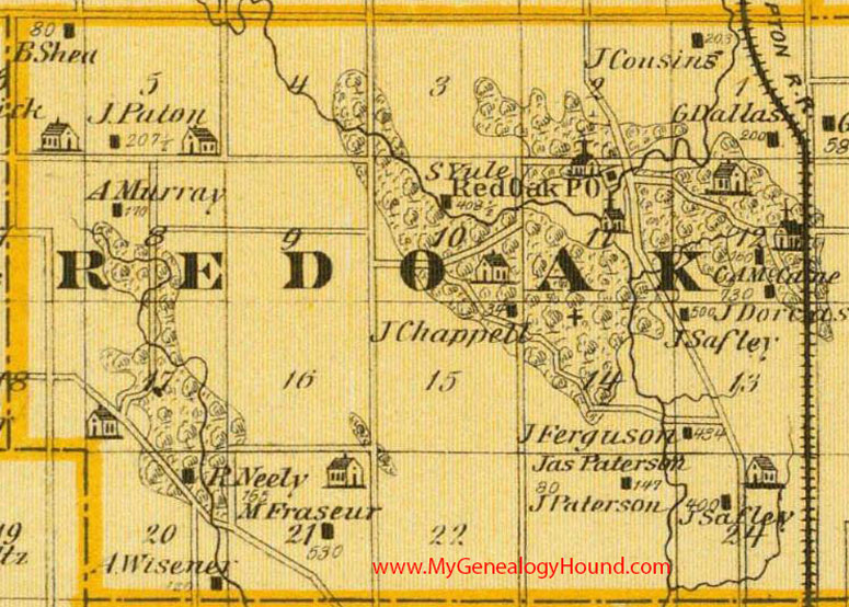 Red Oak Township, Cedar County, Iowa, 1875, Map, Red Oak, IA