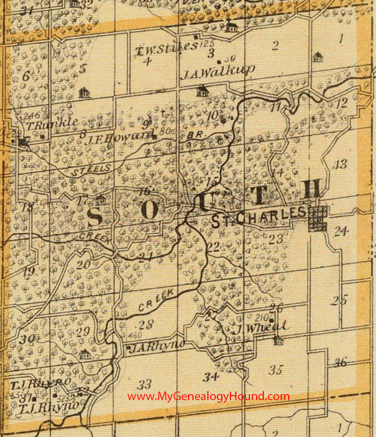 South Township, Madison County, Iowa, 1875, Map, St. Charles, IA