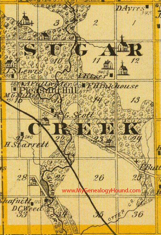 Sugar Creek Township, Cedar County, Iowa, 1875, Map, Pleasant Hill, IA