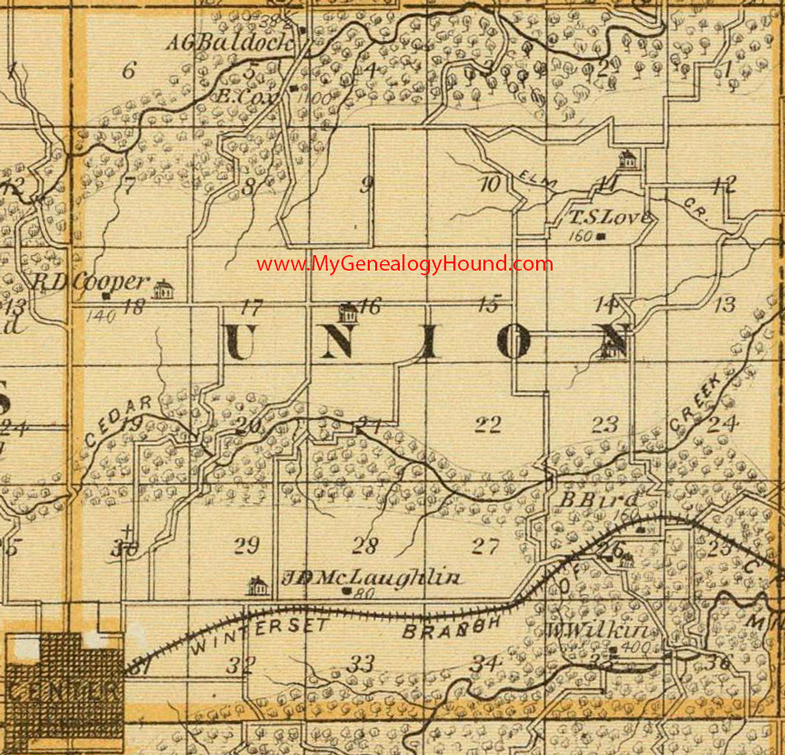 Union Township, Madison County, Iowa, 1875, Map, Winterset, IA