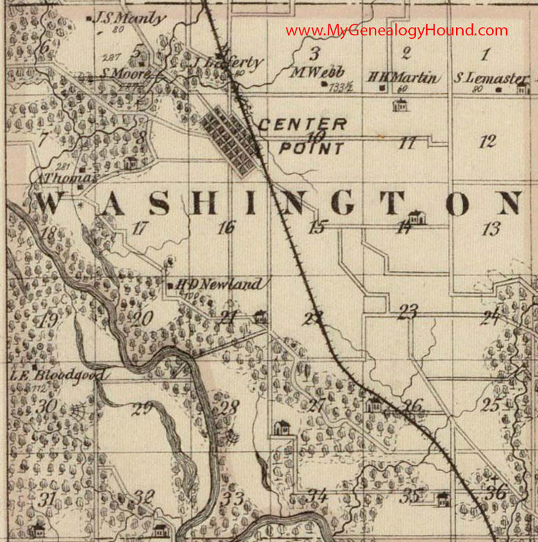 Washington Township, Linn County, Iowa, 1875, Map, Center Point, IA