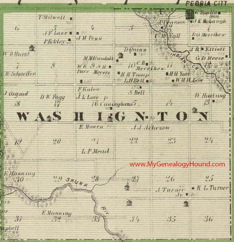 Washington Township, Polk County, Iowa, 1875, Map, Peoria City