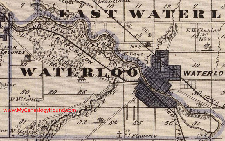 Waterloo Township, Black Hawk County, Iowa, 1875, Map, Waterloo, IA