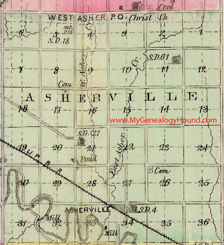 Asherville Township, Mitchell County, Kansas 1887 Map KS