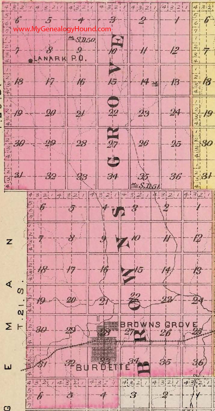 Browns Grove Township, Pawnee County, Kansas 1887 Map Burdette, Lanark, KS