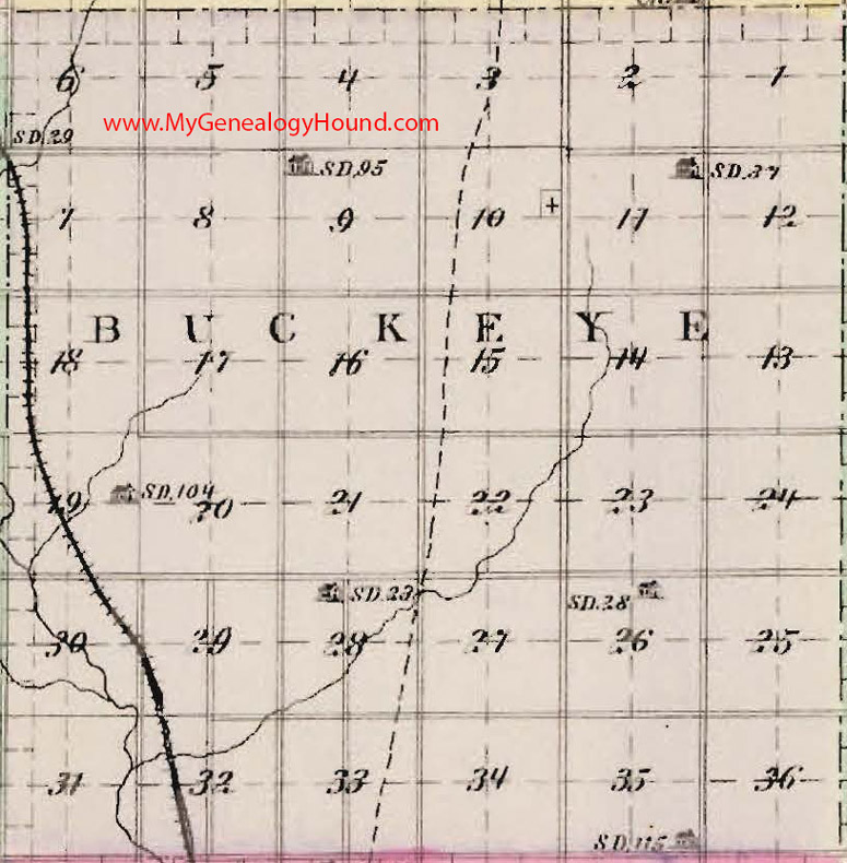 Buckeye Township, Dickinson County, Kansas 1887 Map KS