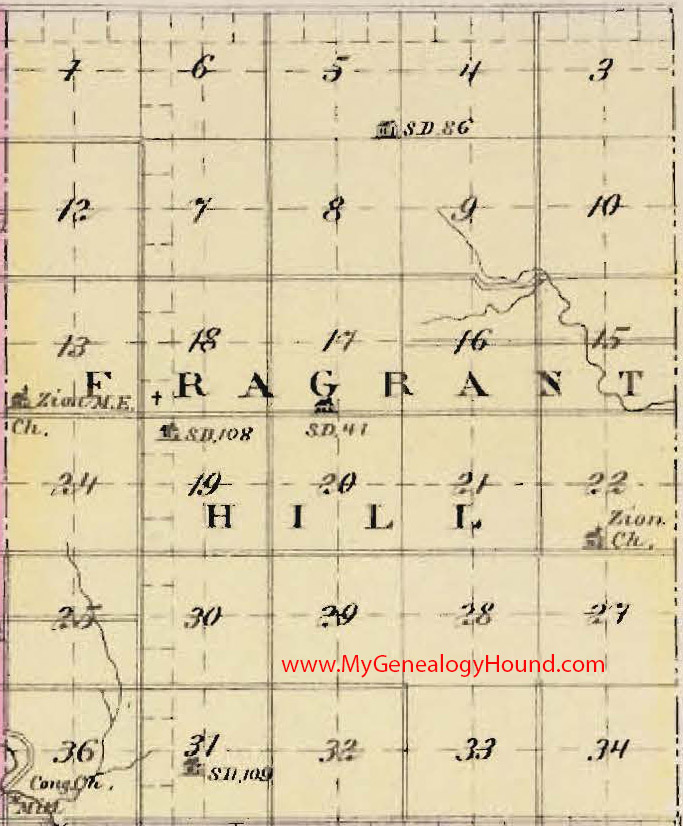 Fragrant Hill Township, Dickinson County, Kansas 1887 Map KS