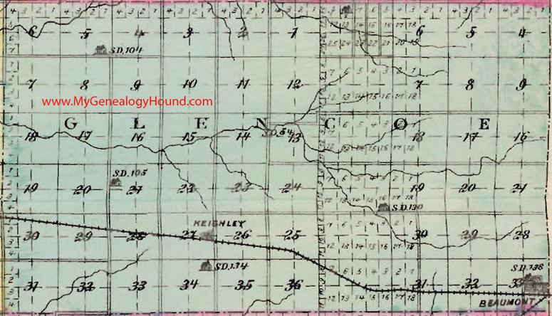 Glencoe Township, Butler County, Kansas 1887 Map Beaumont, Keighley, KS
