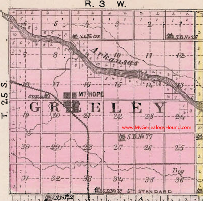 Greeley Township, Sedgwick County, Kansas 1887 Map Mt. Hope, KS