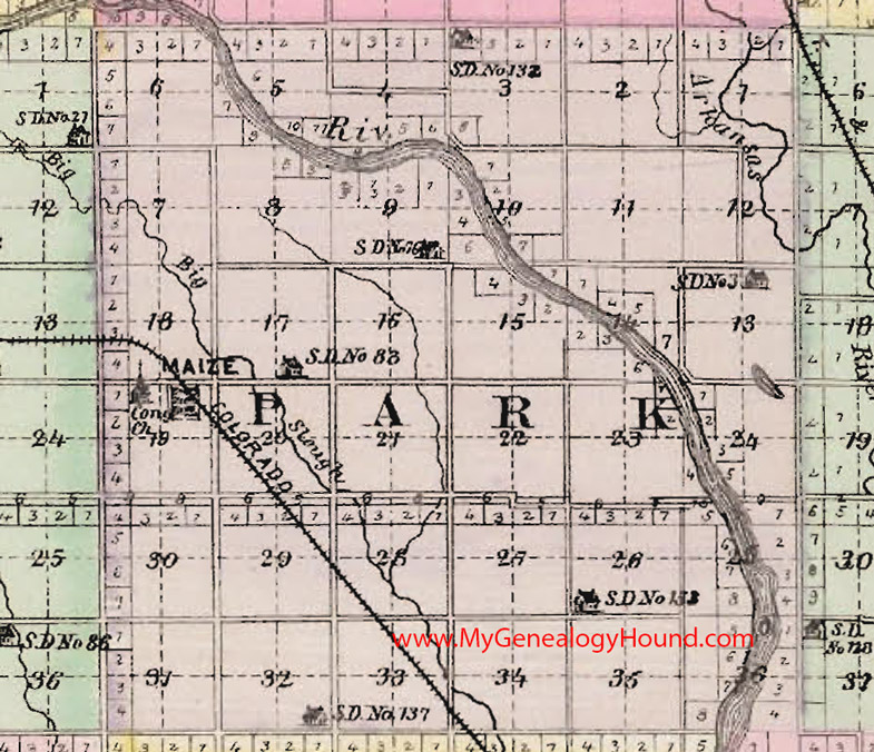 Park Township, Sedgwick County, Kansas 1887 Map Maize, KS