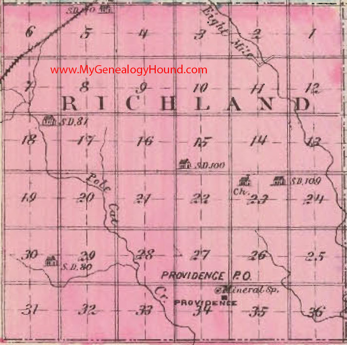 Richland Township, Butler County, Kansas 1887 Map Providence, KS