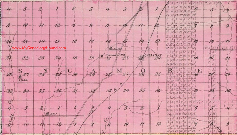 Sycamore Township, Butler County, Kansas 1887 Map Cassaday, KS