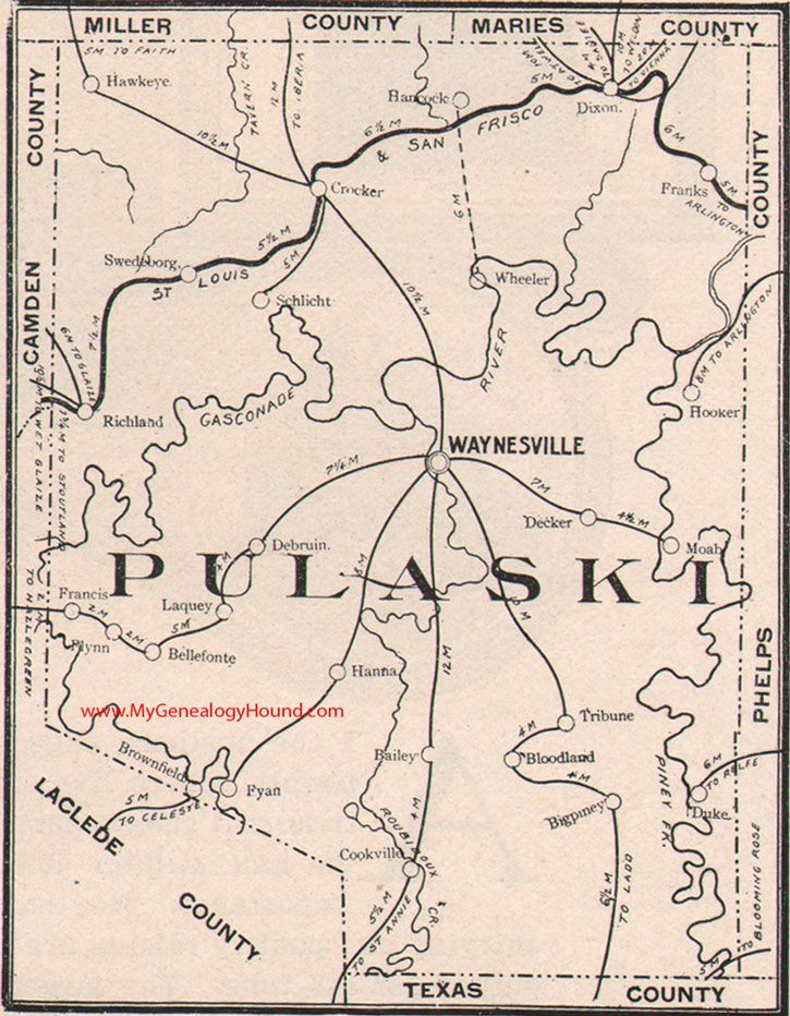 Pulaski County, Missouri 1904 Map