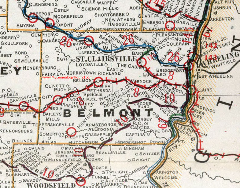 Belmont County, Ohio 1901 Map St 