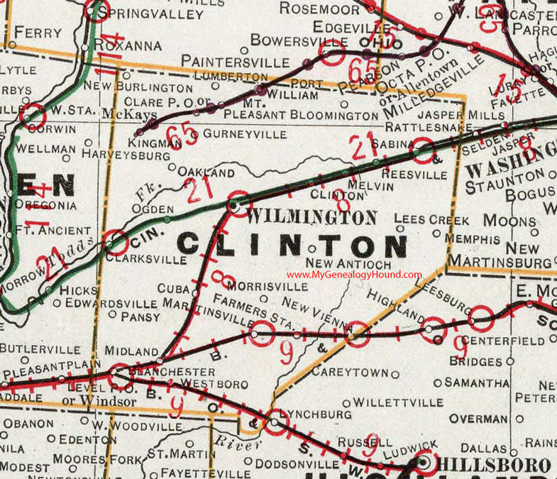 Clinton County Ohio 1901 Map Wilmington OH