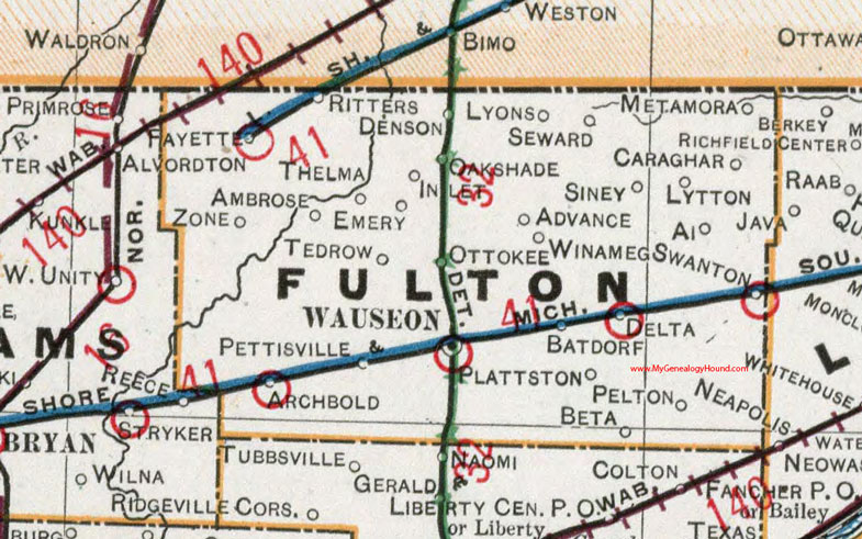 Fulton County Ohio 1901 Map Wauseon OH