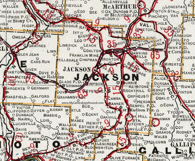 Jackson County, Ohio 1901 Map Wellston, OH