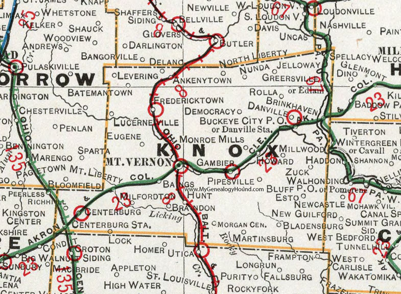 Knox County, Ohio 1901 Map Mt. Vernon, OH