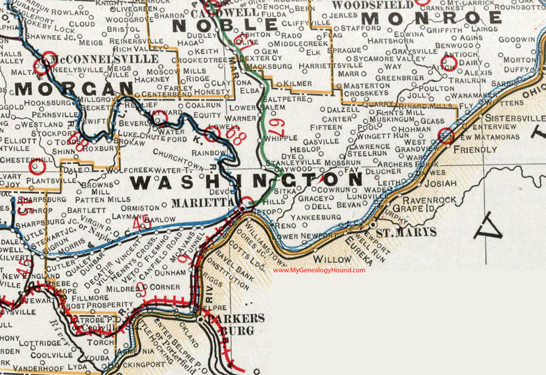 Washington County, Ohio 1901 Map, Marietta, OH