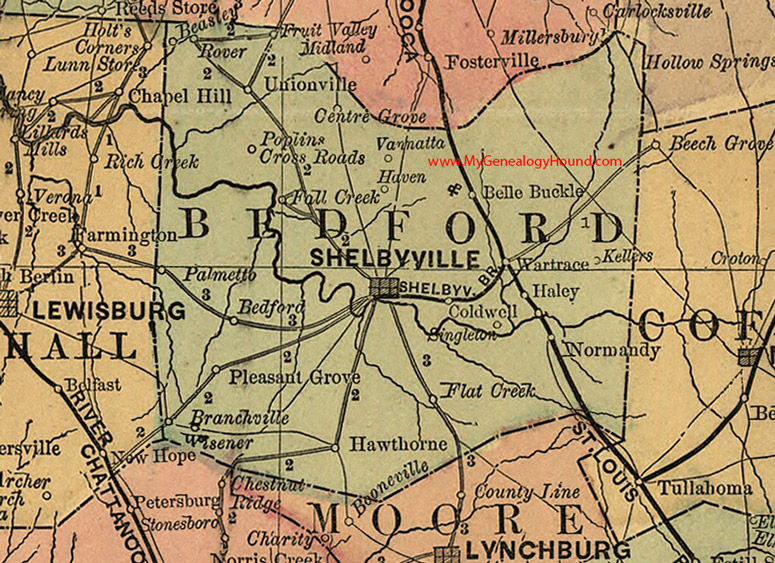 Bedford County, Tennessee 1888 Map