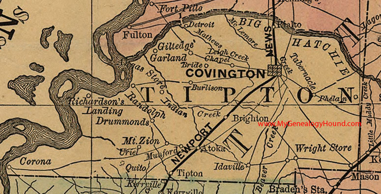 Tipton County, Tennessee 1888 Map Covington, Burlison, Drummonds, Idaville, Atoka, Quito, Corona, Detroit, Phelan, Giltedge, TN
